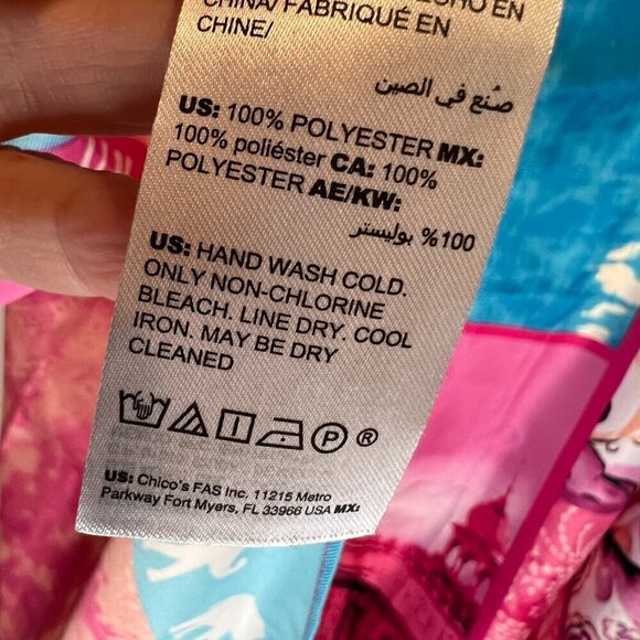 Chico's Pink & Blue Patchwork-Print Oversized Square Scarf 42" x 42" - Picture 11 of 11